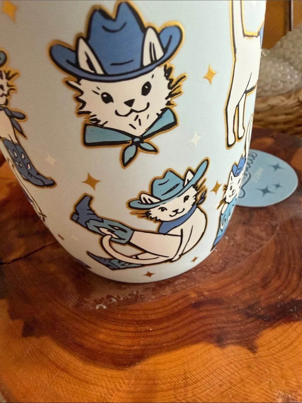 Blue Cat Cowboy Ceramic Coffee Mug